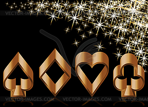 Golden poker symbols, vector illustration - vector clipart