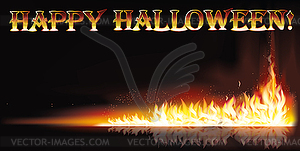 Fire happy halloween banner, vector illustration - vector clip art