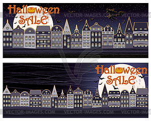 Happy Halloween продажа торговых баннеры, вектор - векторная иллюстрация