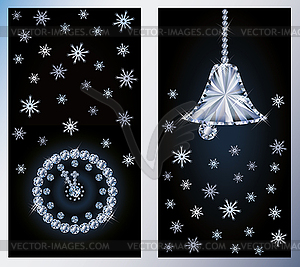 Merry Christmas diamond banners, vector illustration - vector image