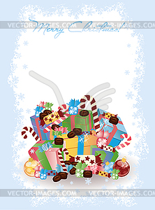 Merry Christmas invitation card with candy, vector  - stock vector clipart