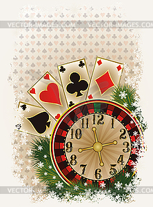 Merry Christmas Casino invitation card, vector  - vector clipart