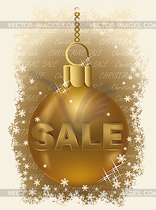 Christmas sale golden ball, vector illustration - vector clip art