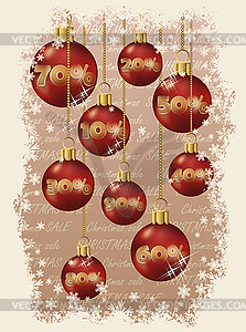 Christmas sale discount balls, vector illustration - vector image