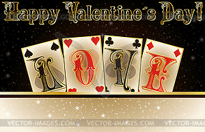 Love poker invitation cards, vector illustration - vector image