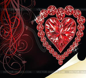 Love ruby heart, wedding valentines day, vector  - vector image