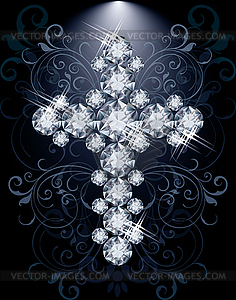 Diamond Christian Cross, vip card, vector illustration  - vector image