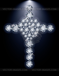 Brilliant heart and Christian Cross, vector - vector clipart