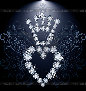 Diamond crown and heart, vector illustration - vector clip art