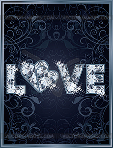 Diamond love wedding card, vector illustration - vector clipart