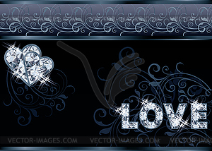 Diamond love wedding banner, vector illustration  - vector clipart