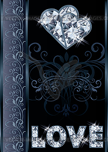 Diamond love valentines day card, vector illustration - vector image