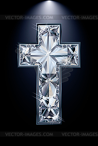 Christian Cross diamond religion, vector illustration  - vector image