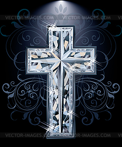 Christian diamonds Cross card, vector illustration - vector image