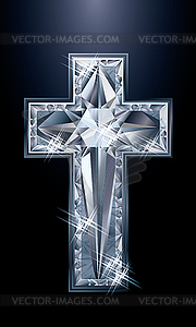 Diamonds brilliant christian cross, vector illustration - vector clipart