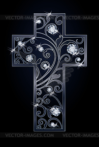 Easter cross with diamonds, vector illustration  - vector image