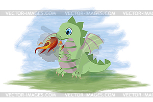 Magical little dragon, vector illustration - vector image