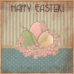 Happy Easter old invitation card, vector illustration - vector image