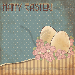 Happy Easter old greeting card, vector illustration - vector clipart