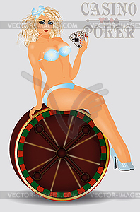 Казино покер сексуальная прикалывать девушка, векторные иллюстрации - иллюстрация в векторном формате