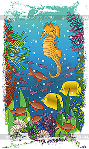 Children's maritime card vector illustration - vector clipart
