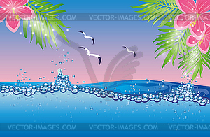 Underwater tropical card, vector illustration - vector image