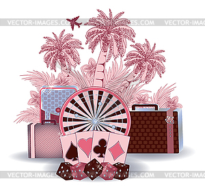 Summer travel casino background, vector illustration - vector clipart