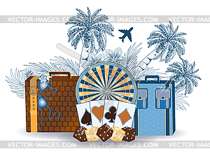 Travel tropical casino background, vector illustration - stock vector clipart