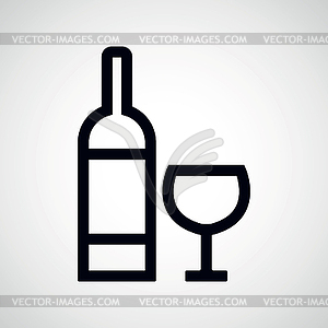 Wine bottle and glass - vector image