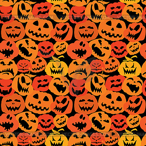 Halloween seamless pattern with pumpkins faces - - vector clipart