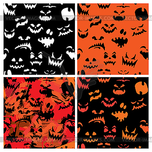 Набор Хэллоуин бесшовные модели с тыквами - изображение векторного клипарта