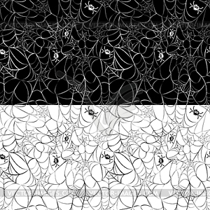 Set of 2 Halloween seamless patterns with web and - vector image