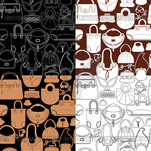 Set of seamless patterns with woman bags and - vector clipart