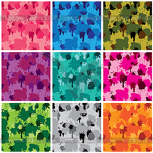 Set of camouflage fabric patterns - different - vector image