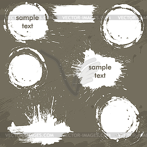 Набор белых пятна и чернил брызг. Абстрактный - цветной векторный клипарт