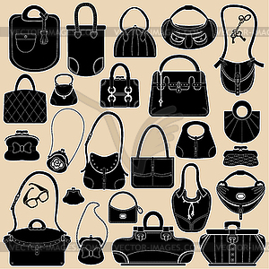 Set Woman Bags Names Black Silhouettes Stock Vector (Royalty Free)  645698833