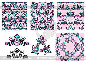 Set of seamless patterns - floral ornaments and - vector clipart