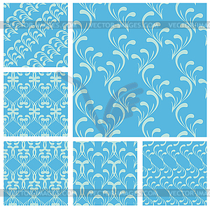 Set of fabric textures in light blue colors - - vector clip art