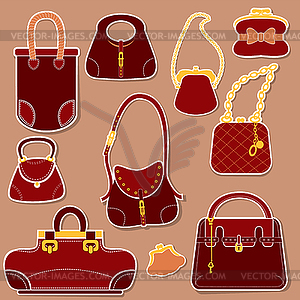 Set of woman bags and handbags - vector image