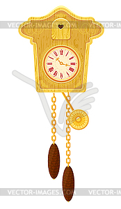 Vintage wooden Cuckoo Clock - object - vector image