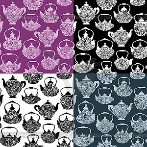 Set of seamless pattern with retro design china - vector clip art