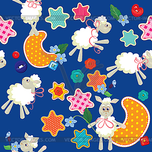 Seamless pattern - sweet dreams - sheep toys, - vector clip art