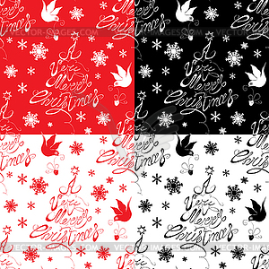 Seamless pattern with calligraphic text Very Merry - vector clip art
