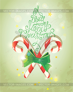 Holiday Card in vintage style with candies. Hand - vector clipart / vector image