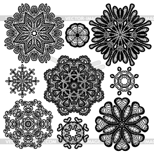 Set of Abstract circle lace patterns - vector image