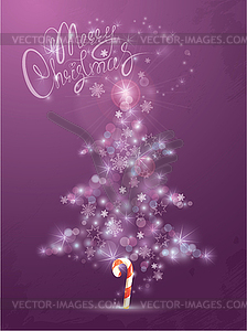 Shining abstract xmas fir tree is made of sparkles - vector image