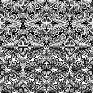 Seamless pattern - floral lace ornament - white - vector clip art