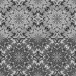 Seamless pattern - floral lace ornament - white - vector clipart