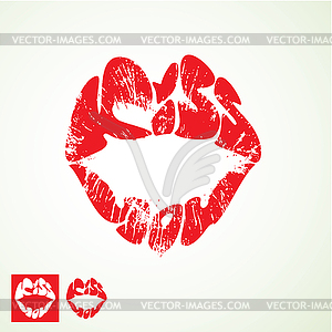 Lips print in shape of words KISS YOU - Valentines - vector clipart