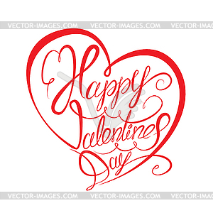 Happy Valentine`s Day. Calligraphic element, Hand - vector clipart